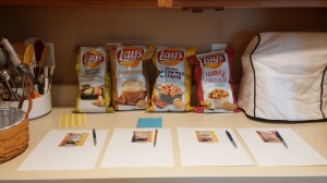 The chips that we samples from Lays flavor challenge! My vote was for the Bacon Mac & Cheese!