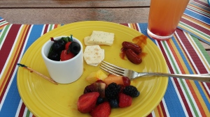 Some of the goodies that I enjoyed were fresh fruit, little smokies, a variety of cheese and crackers, & mini caprese salads!