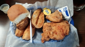 My lunch!  2 piece white chicken dinner with broasted potatoes!  It was Hot, Juicy, & Flavorful!